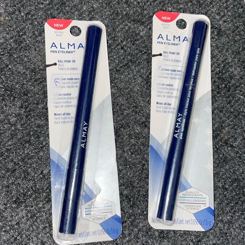2 NEW Almay pen eyeliners NAVY *one damaged package*
